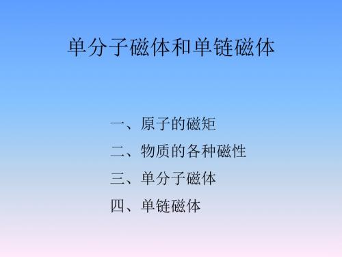 单分子磁体和单链磁体