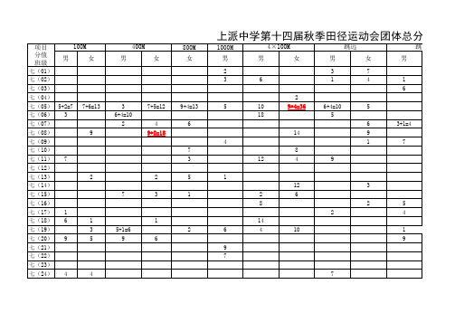 2017年校运动会团体总分表