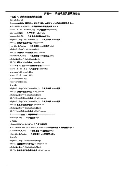 数字信号处理实验程序清单