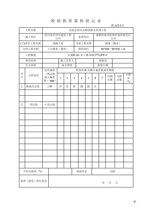 四川市政资料填写范例