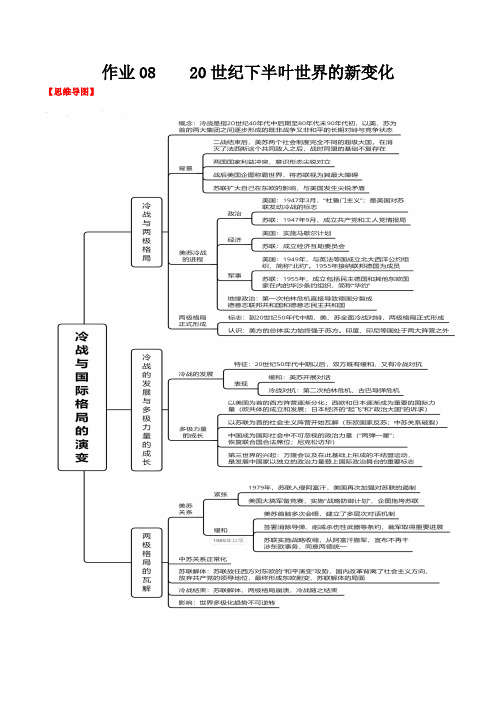 作业08  20世纪下半叶世界的新变化-2021年高一历史暑假作业(中外历史纲要下)