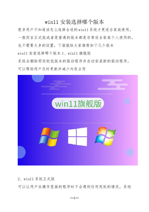 win11安装选择哪个版本