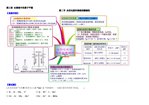 (人教版)化学选修四思维导图：3-2水的电离和溶液的酸碱性(含答案)