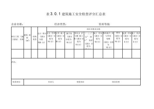 建筑施工安全检查标准评分表