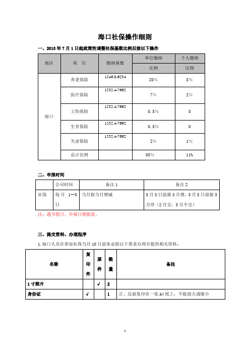 海口社保工作操作细则(新)