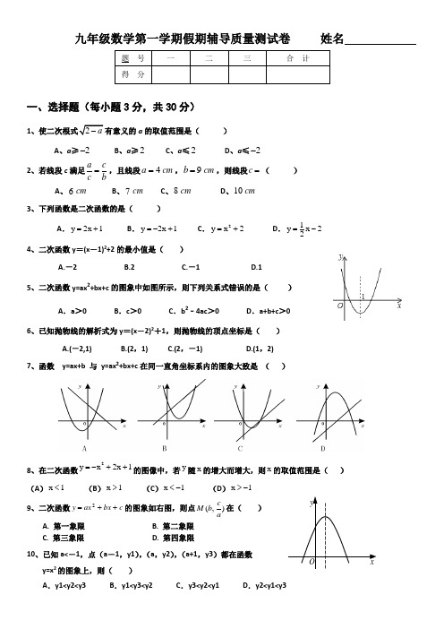 九年级数学寒假辅导质量检测卷