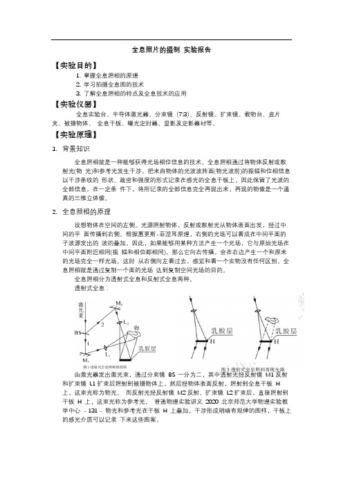 全息照片的摄制 实验报告