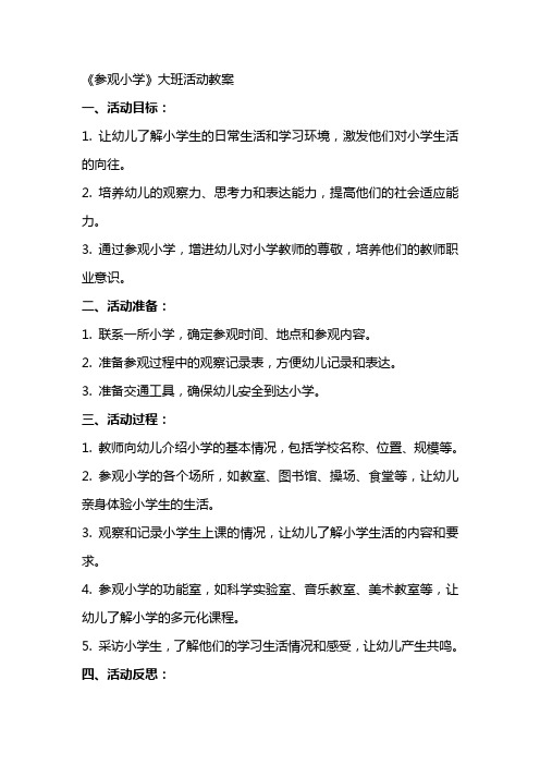 《参观小学》大班活动教案