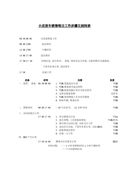 小店货车销售每日工作标准流程