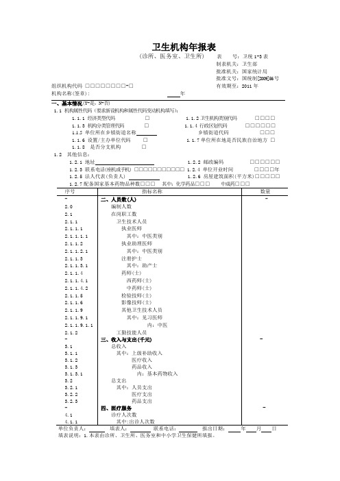 卫生机构年报表-诊所类(1-3)