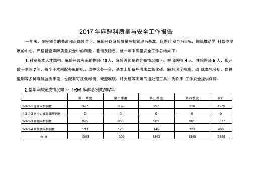 2017麻醉质量工作报告