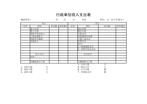 行政单位收入支出表  企业行政办公模板  格式完美