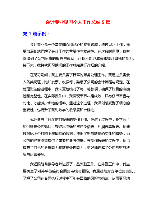 会计专业见习个人工作总结5篇