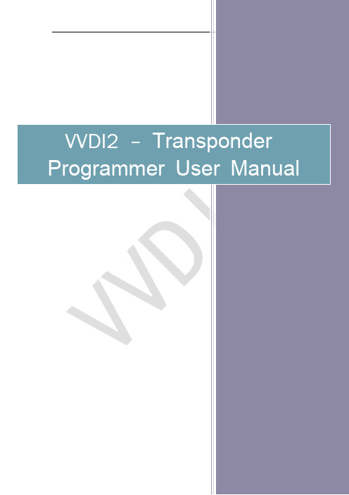 VVDI2 – Transponder Programmer User Manual