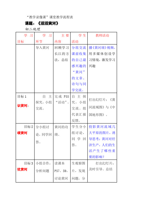 八年级上地理《滔滔黄河》教案及课堂反思