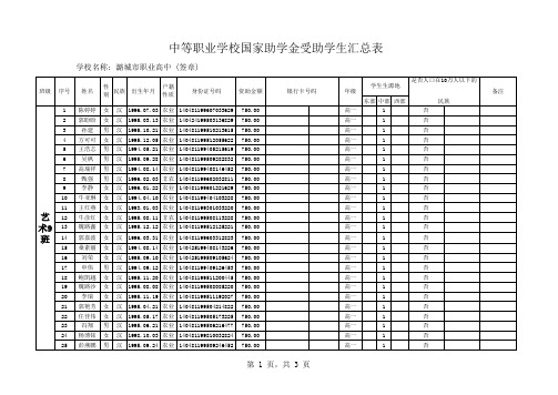 艺术9班本国家助学金模板