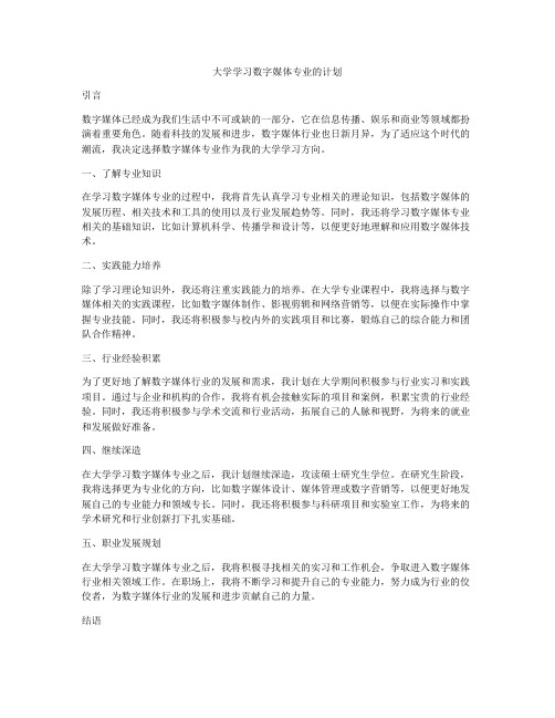 大学学习数字媒体专业的计划