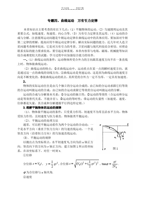 高考物理曲线运动万有引力专题四