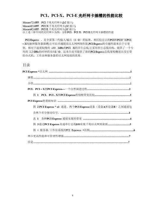 PCI、PCI-X、PCI-E光纤网卡插槽的性能比较