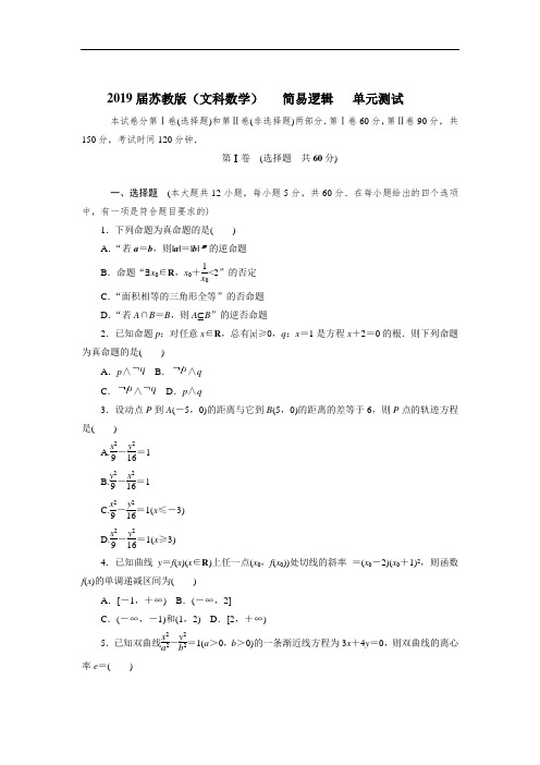 2019届苏教版(文科数学)      简易逻辑      单元测试