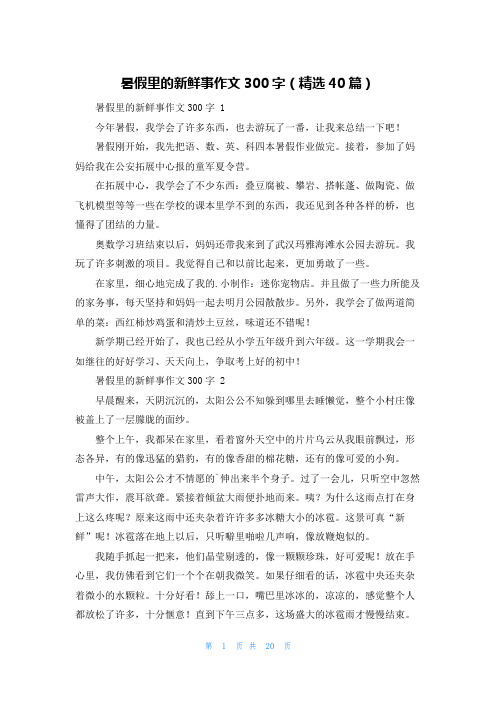 暑假里的新鲜事作文300字(精选40篇)