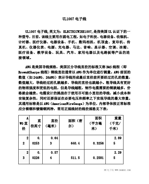 UL_1007电子线说明