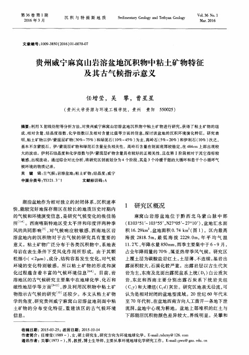 贵州威宁麻窝山岩溶盆地沉积物中粘土矿物特征及其古气候指示意义