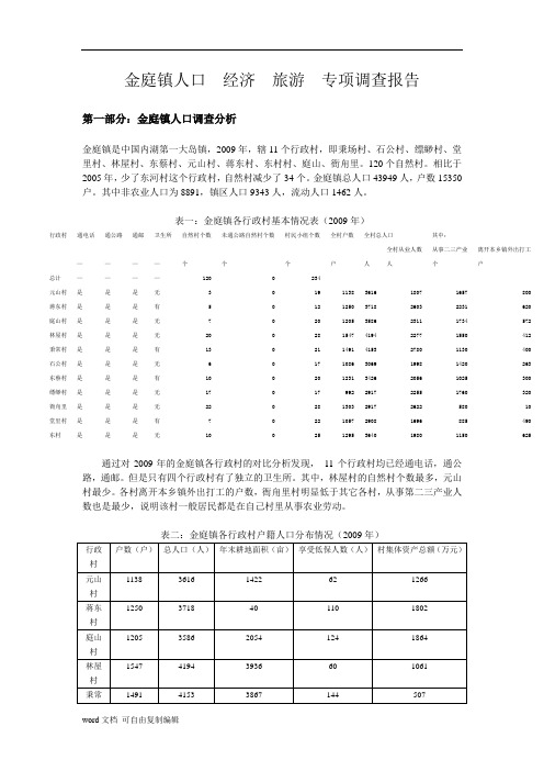 金庭镇经济人口旅游_调查报告