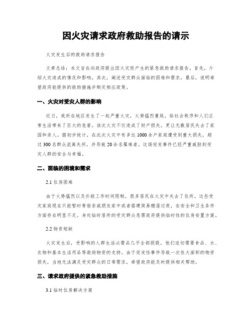 因火灾请求政府救助报告的请示