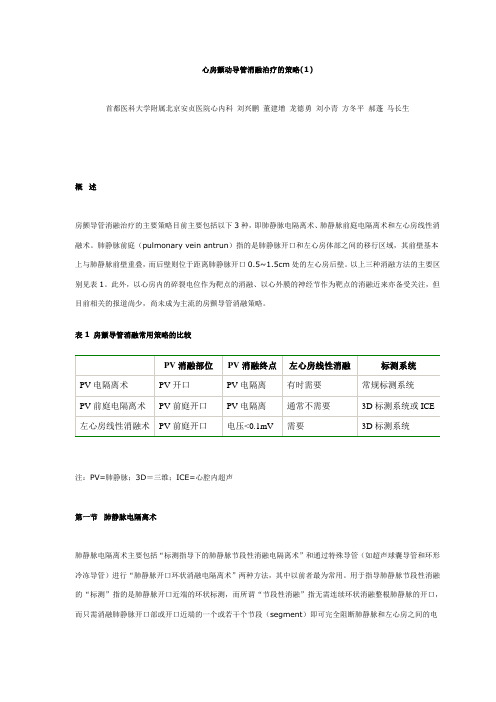 心房颤动导管消融治疗的策略