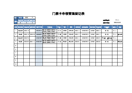 门禁卡申领登记表