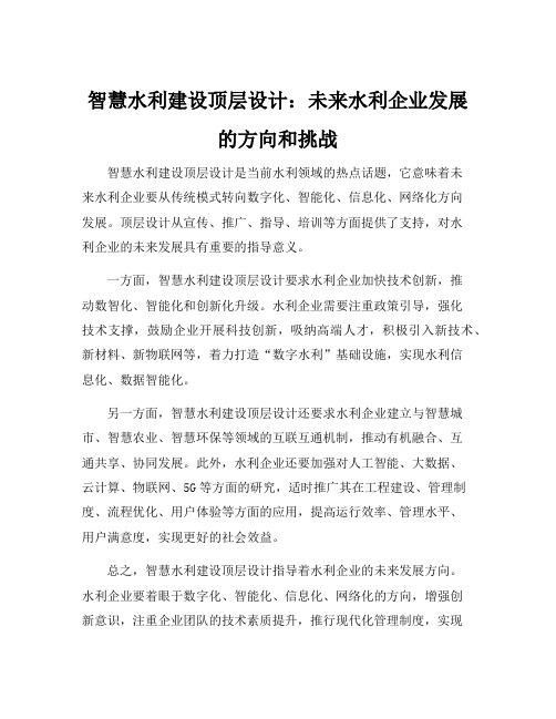 智慧水利建设顶层设计 pdf