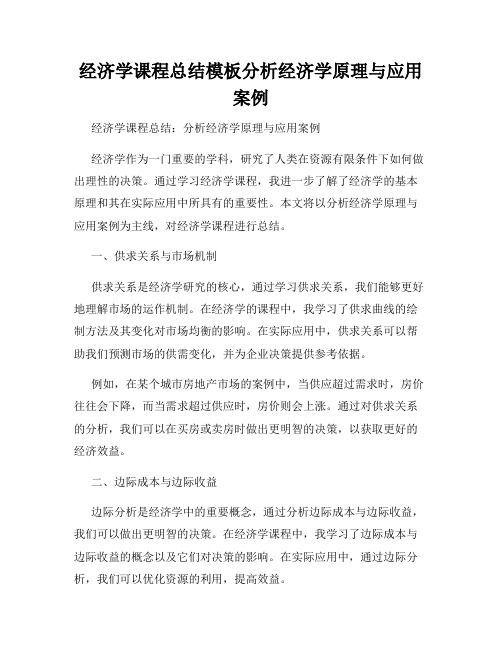 经济学课程总结模板分析经济学原理与应用案例