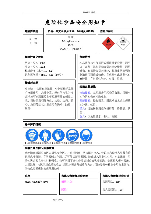 危险化学品危害告知牌