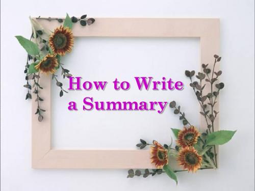 How to write a summary