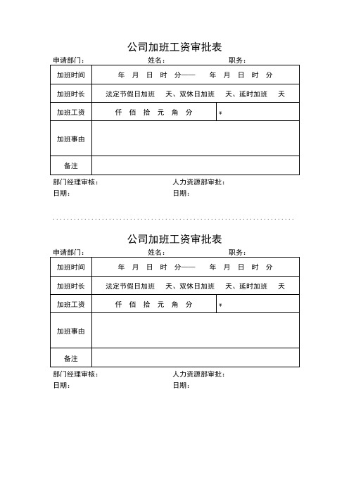 公司加班工资审批表