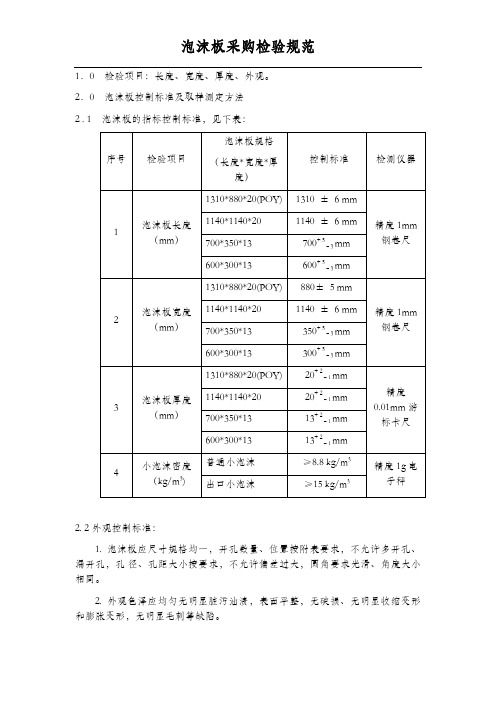 泡沫板检验规范