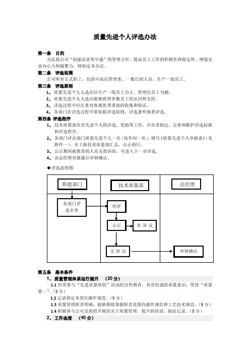 质量先进个人评选办法