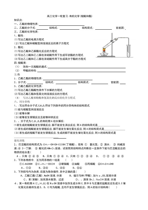 北京高三化学一轮复习 羧酸和酯