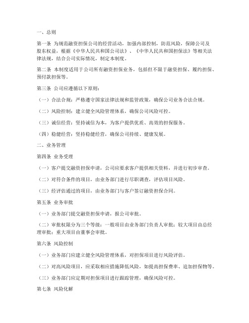 融资担保公司的管理制度