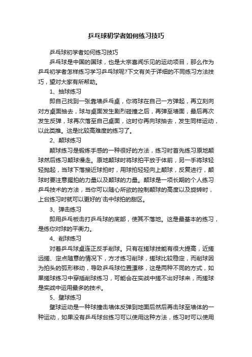 乒乓球初学者如何练习技巧