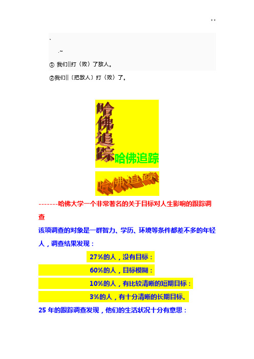 [哈佛大学一个非常著名的有关目标对人生影响的跟踪调查