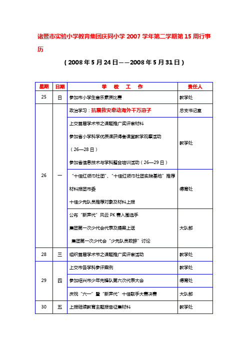 诸暨市实验小学教育集团庆同小学2007学年第二学期第15