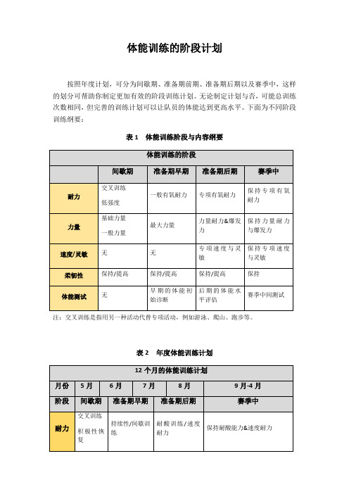 体能训练计划