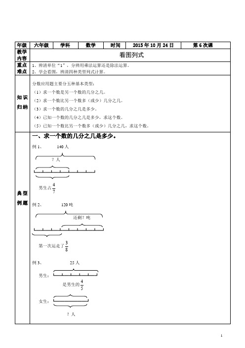 北师大数学六年级上册分数看图列式