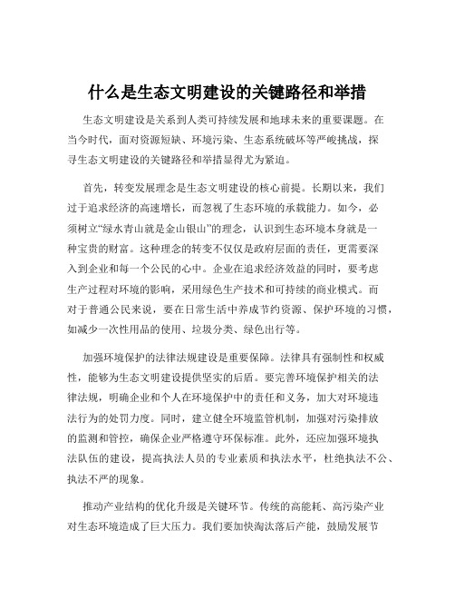 什么是生态文明建设的关键路径和举措