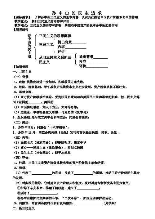 高中历史必修三学案【孙中山的民主追求】