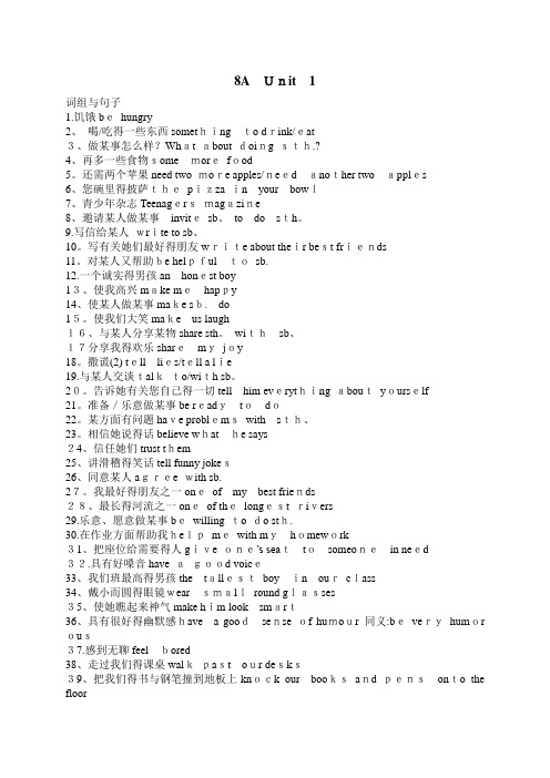 新译林8A Unit 14 重点词组句型知识点总结(精华版)