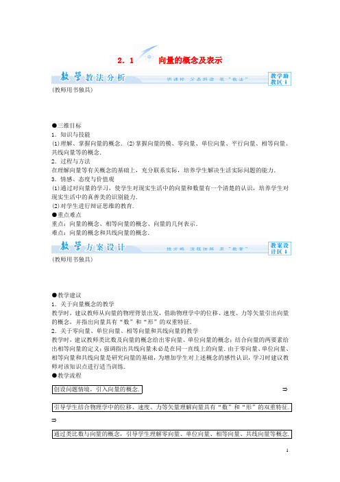 高中数学 2.1 向量的概念及表示教案 苏教版必修4