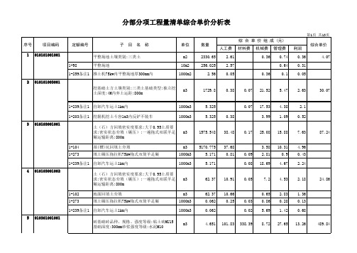 综合单价分析表